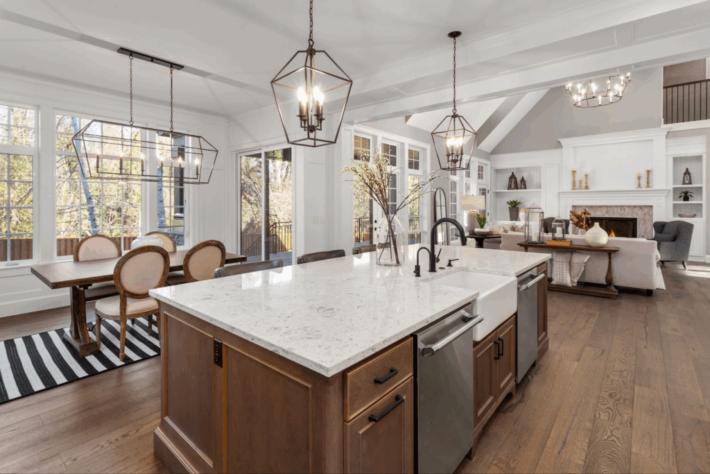 hardwood open island