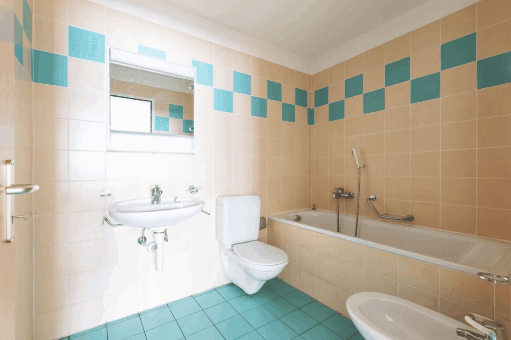 bathroom tile blue